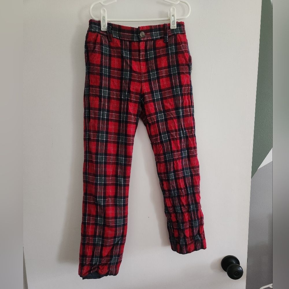 Janie and Jack Red Plaid Wool Dress Pants Holiday Tartan Size 8